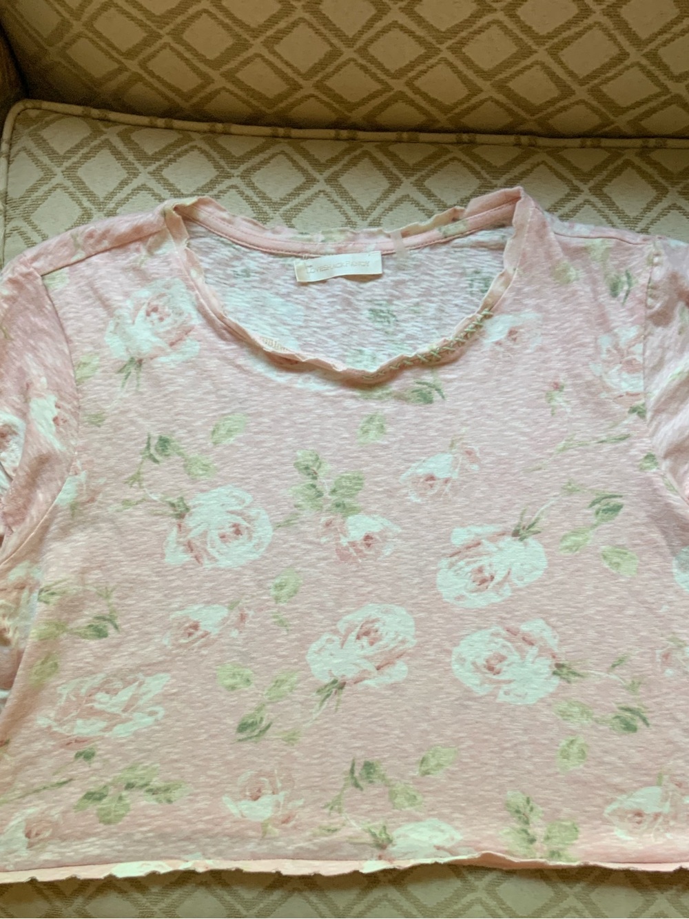 LoveShackFancy Pink Floral Crop Top-Size XL